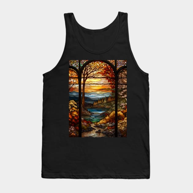 Stained Glass Window Of Autumn Scenery Tank Top by Chance Two Designs